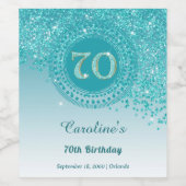 Étiquette Pour Bouteilles De Vin Elégant Falling Turquoise Blue Parties scintillant (Étiquettes simples)