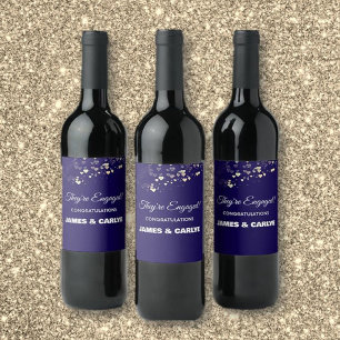 Étiquette Pour Bouteilles De Vin Élégant, Félicitations de fiançailles personnalisé
