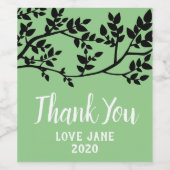 Étiquette Pour Bouteilles De Vin Elégant feuille éco moderne merci cadeau (Étiquettes simples)