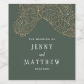 Étiquette Pour Bouteilles De Vin Élégant Feuille Tropical Gold Mariage (Étiquettes simples)