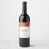Étiquette Pour Bouteilles De Vin Élégant Feuilles d'automne Mariage Monogramme (Devant)