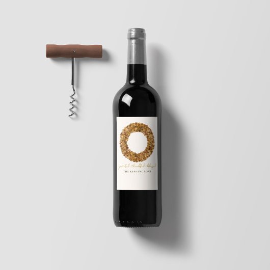 Étiquette Pour Bouteilles De Vin Élégant Feuilles d'automne Thanksgiving Wreath