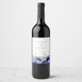 Étiquette Pour Bouteilles De Vin Elégant Fleur sauvage bleu (Devant)