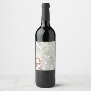 Étiquette Pour Bouteilles De Vin Élégant flocon de neige en forme de cœur pailleté