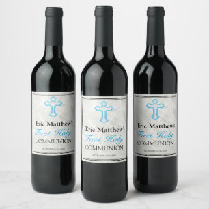 Étiquette Pour Bouteilles De Vin Élégant Garçons de marbre première communion saint