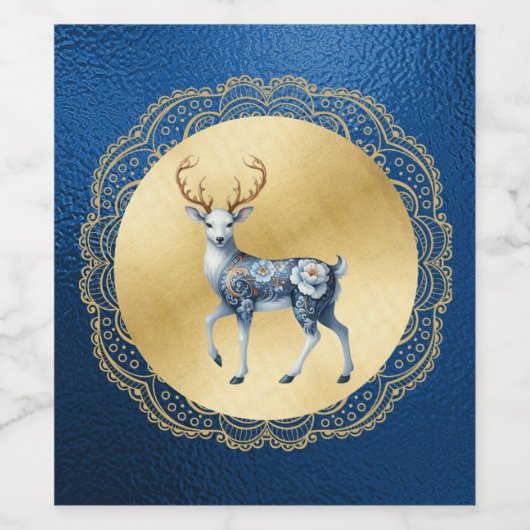 Étiquette Pour Bouteilles De Vin Elegant Gold and Blue Wine Label (Étiquettes simples)