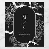 Étiquette Pour Bouteilles De Vin Élégant gothique Mariage floral noir (Étiquettes simples)