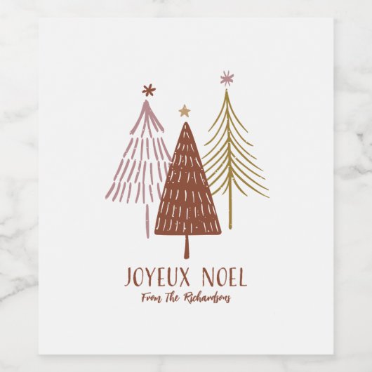 Étiquette Pour Bouteilles De Vin Élégant Joyeux Noël Joyeux Noel Festive Trees (Étiquettes simples)