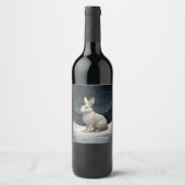 Étiquette Pour Bouteilles De Vin Elégant lapin blanc Noël forêt enneigée (Devant)