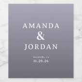 Étiquette Pour Bouteilles De Vin Elegant Lavender Typographic Wedding (Étiquettes simples)