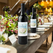 Étiquette Pour Bouteilles De Vin Élégant lieu | fleurs colombes Mariage Luxe