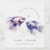 Étiquette Pour Bouteilles De Vin Elégant Lilac Aquarelle Mariage de poisson côtier (Étiquettes simples)