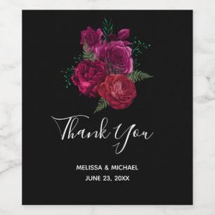 Étiquette Pour Bouteilles De Vin Elegant Magenta Rose Floral Bouquet