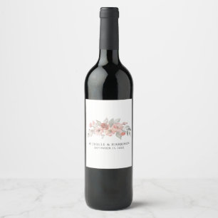 Étiquette Pour Bouteilles De Vin Élégant Mariage d'aquarelle rose pâle