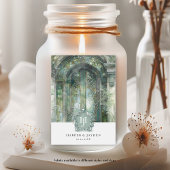 Étiquette Pour Bouteilles De Vin Élégant Mariage d'aquarelle verte monogramme