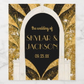 Étiquette Pour Bouteilles De Vin Elégant Mariage d'arcade Art déco noir et or (Étiquettes simples)