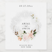 Étiquette Pour Bouteilles De Vin Élégant Mariage de cadre de dentelle fleurie botan (Étiquettes simples)