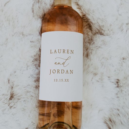 Étiquette Pour Bouteilles De Vin Élégant Mariage de calligraphie or