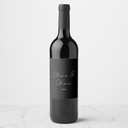 Étiquette Pour Bouteilles De Vin Élégant Mariage de Cravate noire (Devant)