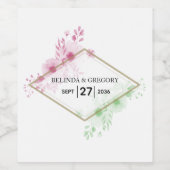 Étiquette Pour Bouteilles De Vin Elégant Mariage de fleurs d'aquarelle (Étiquettes simples)