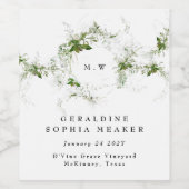 Étiquette Pour Bouteilles De Vin Élégant Mariage de monogramme à feuilles Eucalyptu (Étiquettes simples)