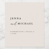 Étiquette Pour Bouteilles De Vin Élégant Mariage de script beige Noms personnalisés (Étiquettes simples)