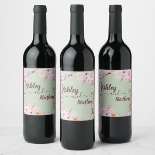 Étiquette Pour Bouteilles De Vin Élégant mariage d'été de l'arc floral vert de la m