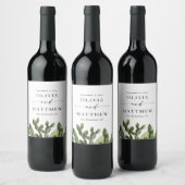 Étiquette Pour Bouteilles De Vin Elégant Mariage du désert. Cactus et script aquare (Bouteilles)