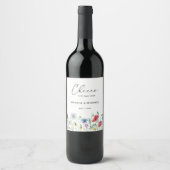 Étiquette Pour Bouteilles De Vin Élégant Mariage Fleur sauvage (Devant)