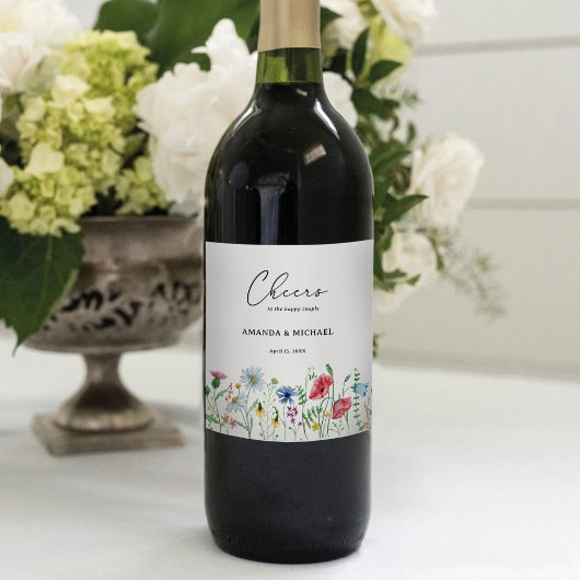 Étiquette Pour Bouteilles De Vin Élégant Mariage Fleur sauvage