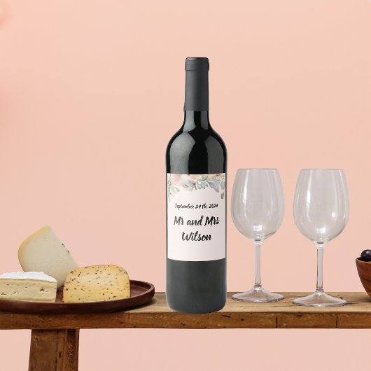 Étiquette Pour Bouteilles De Vin Élégant Mariage Fleur sauvage BOHO