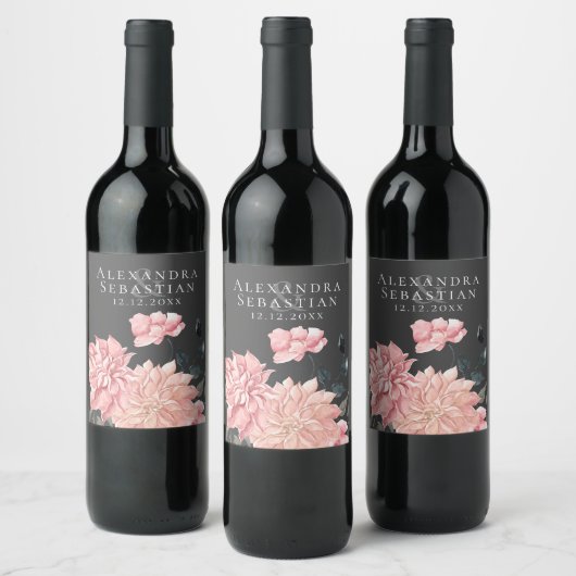 Étiquette Pour Bouteilles De Vin Elégant Mariage floral aquarelle (Bouteilles)