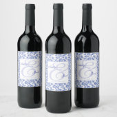 Étiquette Pour Bouteilles De Vin Élégant mariage floral bleu &  (Bouteilles)
