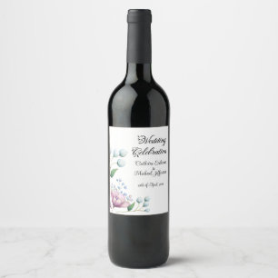 Étiquette Pour Bouteilles De Vin Élégant Mariage Floral Soft Botanical Romance