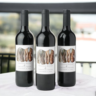 Étiquette Pour Bouteilles De Vin Elégant Mariage gay deux pièces en costume