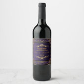 Étiquette Pour Bouteilles De Vin Élégant Mariage gothique violet et or (Devant)