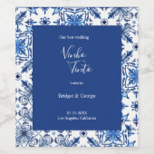 Étiquette Pour Bouteilles De Vin Elégant Mariage grec bleu et blanc (Étiquettes simples)