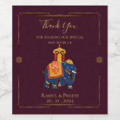 Étiquette Pour Bouteilles De Vin Élégant Mariage indien Mandala en or rouge vibre (Étiquettes simples)