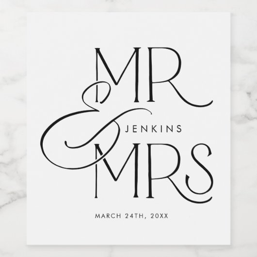 Étiquette Pour Bouteilles De Vin Élégant Mariage minimal personnalisé (Étiquettes simples)