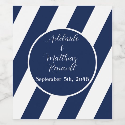 Étiquette Pour Bouteilles De Vin Élégant Mariage Nautique trié - Bleu Marine, Blanc (Étiquettes simples)