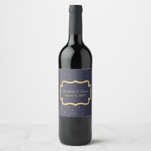Étiquette Pour Bouteilles De Vin Elégant Mariage noir et or Étiquette de vin