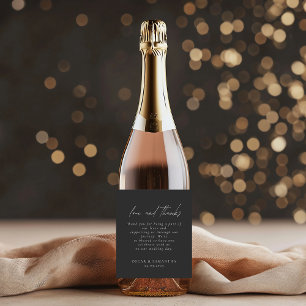 Étiquette Pour Bouteilles De Vin Élégant Mariage noir minimaliste