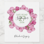 Étiquette Pour Bouteilles De Vin Élégant Mariage Pink Peonies (Étiquettes simples)