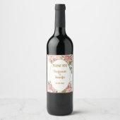 Étiquette Pour Bouteilles De Vin Élégant Mariage rose de verdure (Devant)