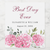 Étiquette Pour Bouteilles De Vin Élégant Mariage rose pâle Hydrangée Eucalyptus (Étiquettes simples)