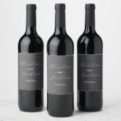 Étiquette Pour Bouteilles De Vin Élégant Mariage Script gris foncé (Bouteilles)