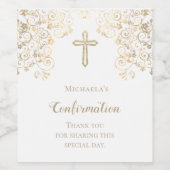 Étiquette Pour Bouteilles De Vin Elégant Merci Confirmation Gold Cross (Étiquettes simples)