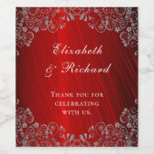Étiquette Pour Bouteilles De Vin Élégant Merci Mariage rouge rubis (Étiquettes simples)