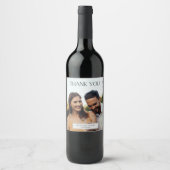 Étiquette Pour Bouteilles De Vin Elégant Merci photo mariage Faveur (Devant)