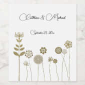 Étiquette Pour Bouteilles De Vin Élégant minimalisme floral or doux intemporel (Étiquettes simples)